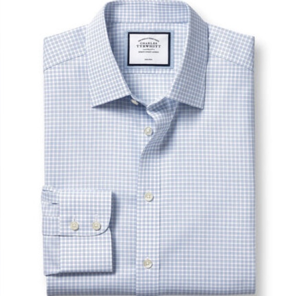 Charles Tyrwhitt Light Blue Plaid Men's Shirt
